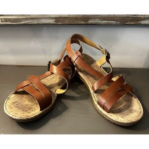 Kork-Ease Korks Jerrik Vegan Leather Sandal Women 10 Brown‎ Adj Buckle Open Toe
